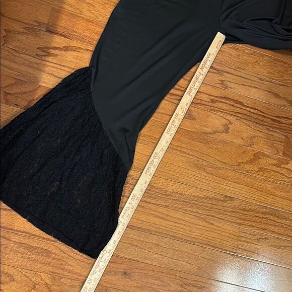 Black Wide Leg Lace Trim Pants - Picture 4 of 9